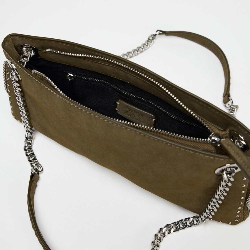 Stylish khaki Chain Shoulder Bag - Picture 3 of 6